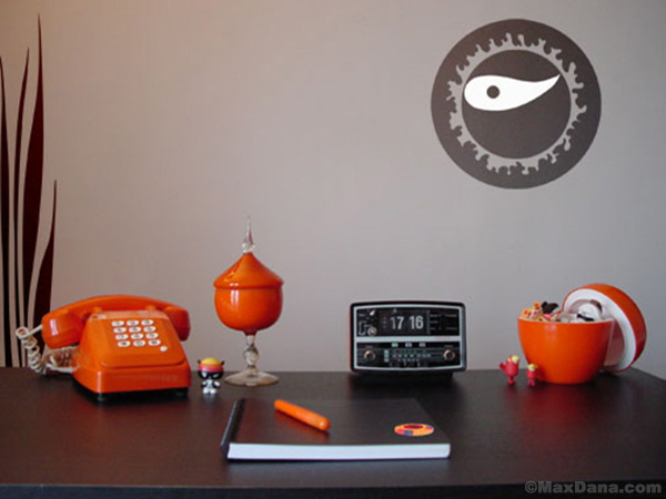 Max Dana's Orange & Black 70s Desk With Large Sama Wall Decals